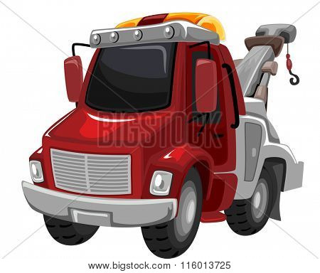 Illustration of a Red Tow Truck Ready for Use
