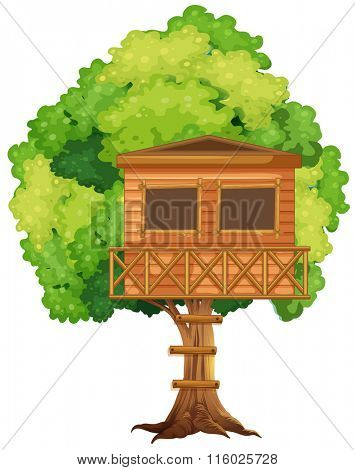 One treehouse in the tree illustration