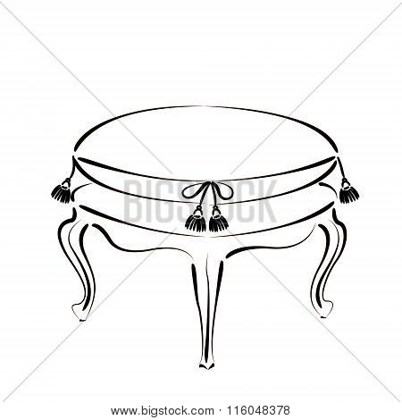 Elegant sketched stool banquette.