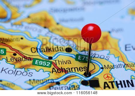 Acharnes pinned on a map of Greece