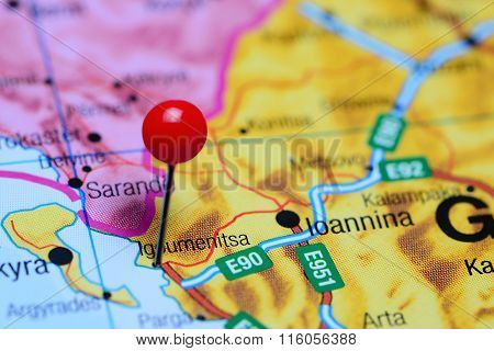 Igoumenitsa pinned on a map of Greece