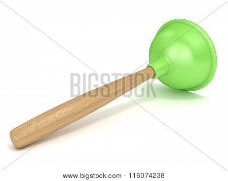 Green rubber toilet plunger. 3D