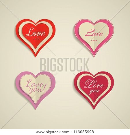 Set of hearts labels for Valentine's Day