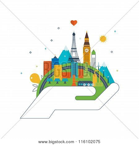 Green eco and eco-friendly city concept.