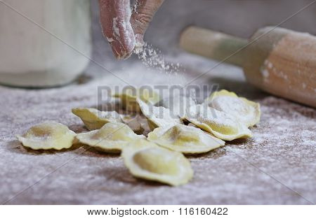Italian Fresh Ravioli Being Prepared
