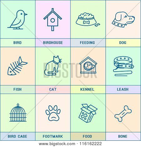 Set of line icons in the flat style.