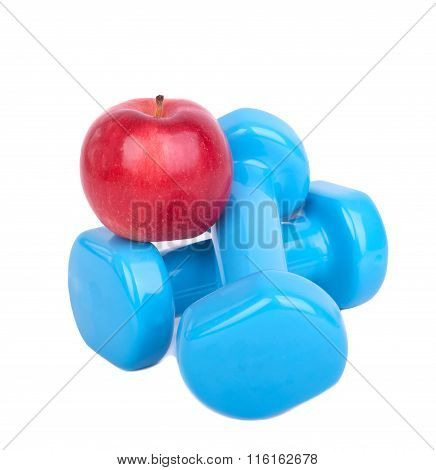 Blue Dumbbell Weights Isolated On White