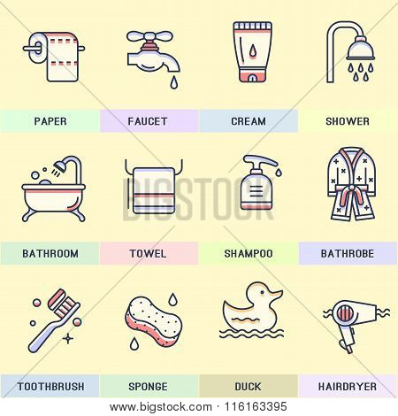 Set of line icons in the flat style.