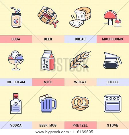 Set of vector, linear icons in a modern flat design.