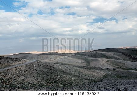 Israeli mountains in spring with cloudy sky