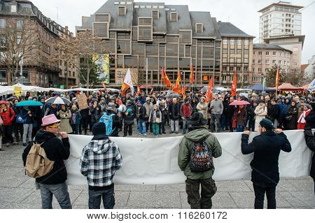 Protesters Gathered At Kleber Square Protesting Government's Plan Of The Extension Of The 'state Of