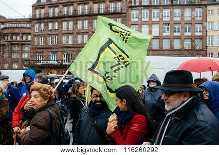Protesters Gathered At Kleber Square Protesting Government's Plan Of The Extension Of The 'state Of