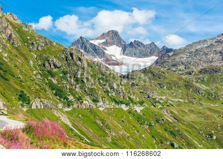 View To Steingletcher Mountain In Swiss Alps