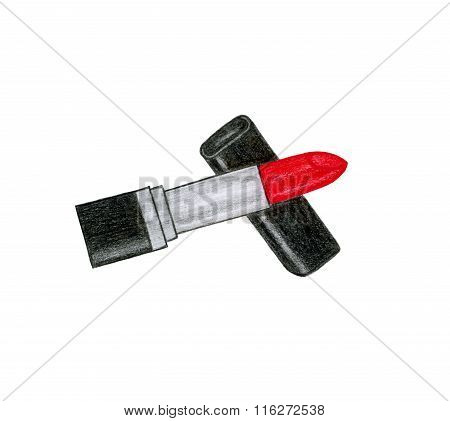 Red Lipstick Isolated On White Background