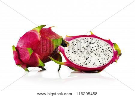 Dragon Fruit Isolated On White Background.