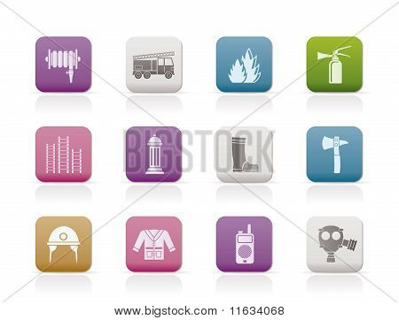 消防大队和消防设备图标