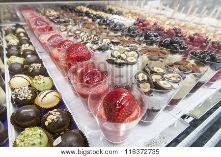 Mini Ice Cream With Various Colors In The Glasses