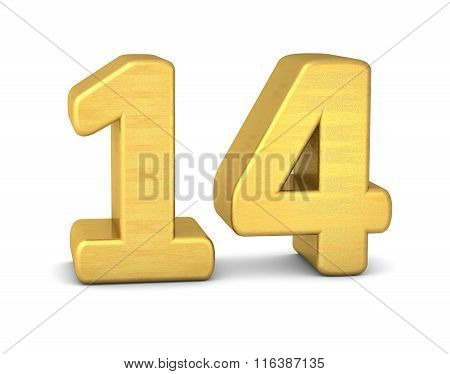 3D Number 14 Gold