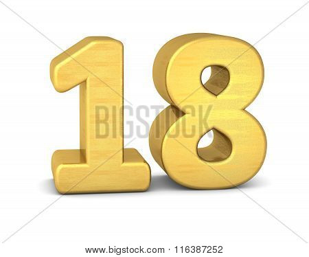 3D Number 18 Gold