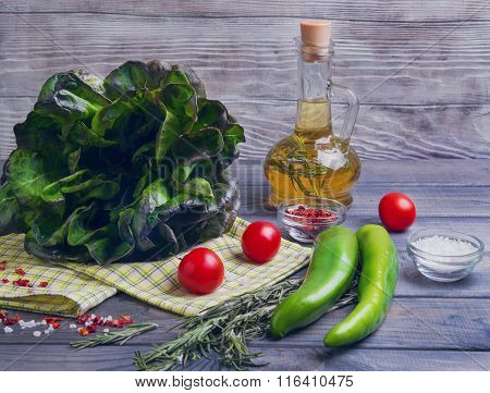 On A Light Wooden Background Ingredients