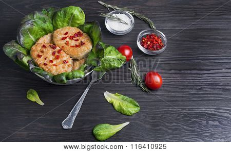 Bowl Of Chicken Meat Cutlets