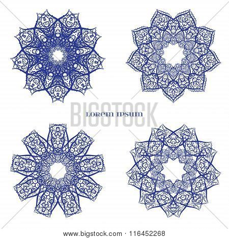 Set from Vector Blue Indian Curl Ornament.