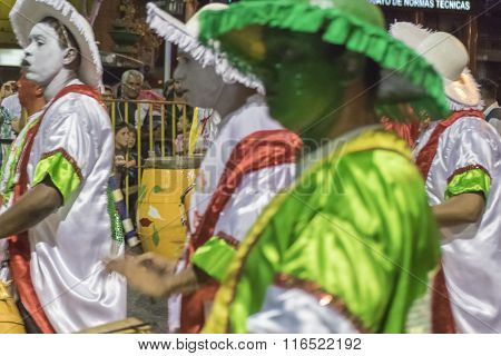 Group Of Candombe Drummers At Carnival Parade Of Uruguay