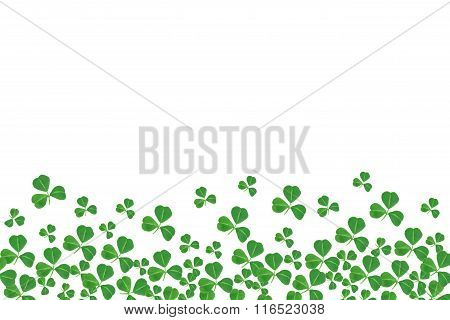 St Patricks Day bottom border of shamrocks over white
