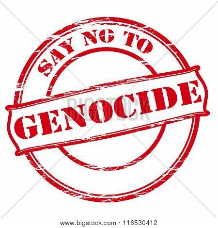 Rubber stamp with text say no to genocide inside vector illustration