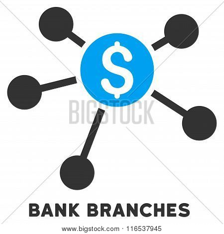 Bank Branches Vector Icon With Caption