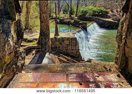 Lullwater Waterfall Spillway Through a window
