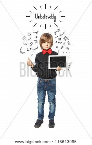 Little Business Boy With Tablet