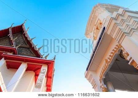 Thailand Style Belfry, Thai Bell Tower Temple in Wat Kalayanamitr Varamahavihara, Bangkok, Thailand