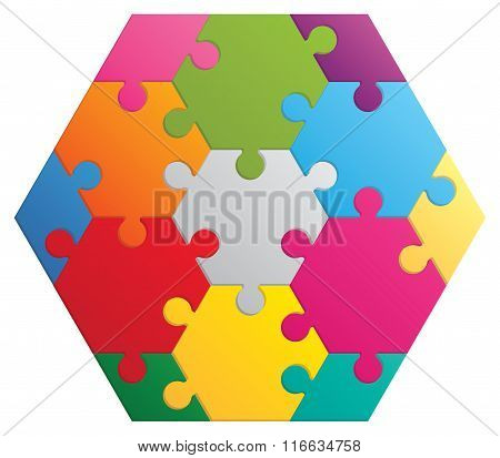 Hexagon puzzle - 13 parts
