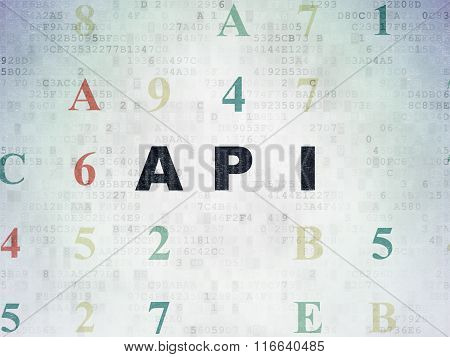 Database concept: Api on Digital Paper background