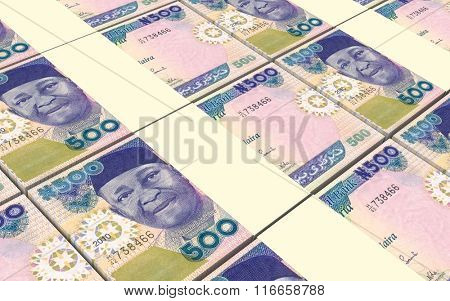 Nigerian nairas bills stacks background. Computer generated 3D photo rendering.