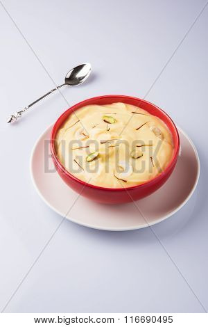 indian dessert or indian sweet Shrikhand, made up of strained yogurt or chakka, popular in maharasht