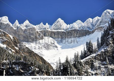 Mountain ridge in Elm region, Switzerland