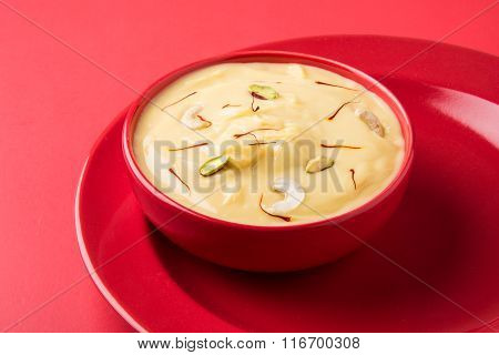 indian dessert or indian sweet Shrikhand, made up of strained yogurt or chakka, popular in maharasht