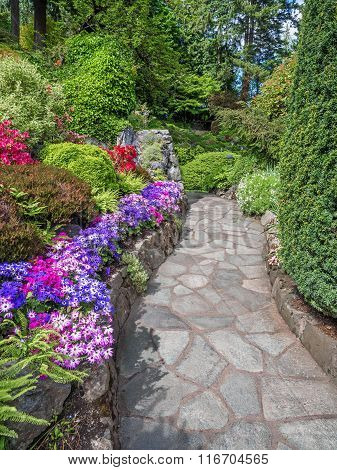 Walkway In A Spring Garden