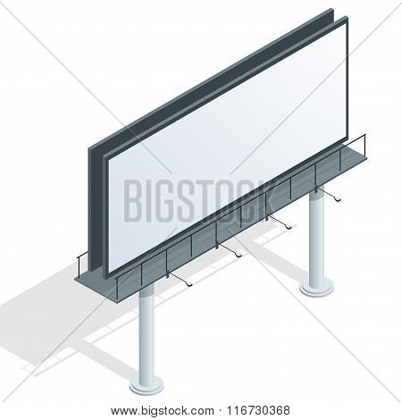 Billboard, advertise billboard, city light billboard. Flat 3d isometric vector illustration for info