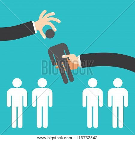 recruitment concept, man choosing worker