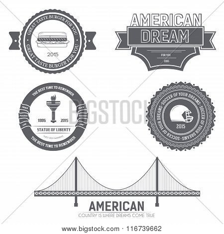Country USA Country England label template of emblem element for your product or design, web and mob