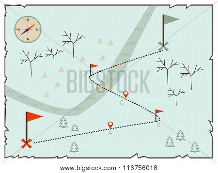 Illustration of creative treasure map flat winter design