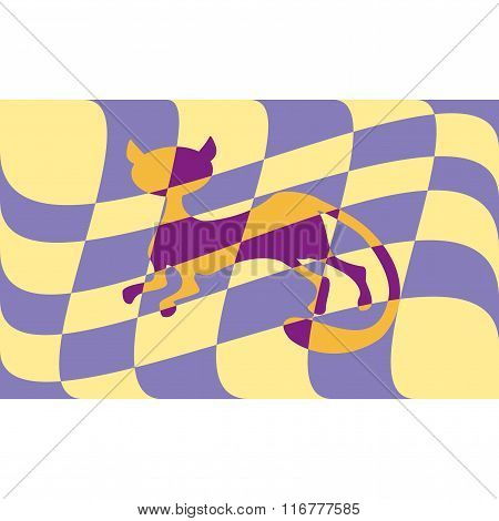 cat hiding on a plaid background