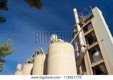 Exterior view of a cement factory, Morata de Jalon, Zaragoza province, Aragon, Spain.