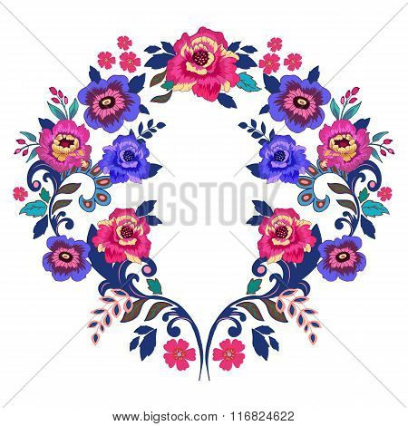 Greeting Card, Invitation, Banner, Print. Frame For Your Text With Floral Background.