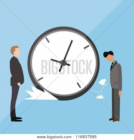 big clock late arrive at office boss angry blamed