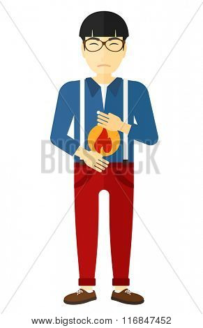 Man suffering from heartburn.