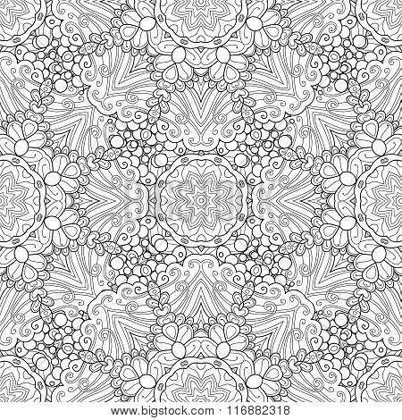 Vector decorative mandala seamless pattern.